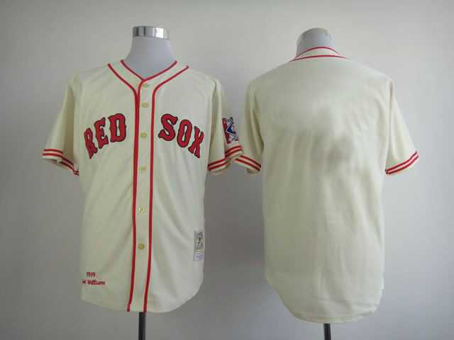Custom Men Boston Red Sox Cream Throwback MLB Jerseys